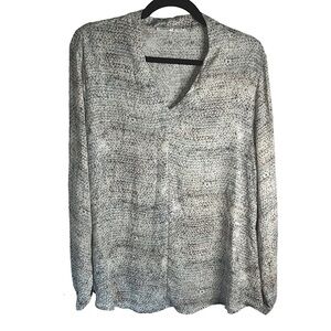 Violet + Claire Snake Print Blouse Lightweight V-Neck Long Sleeve Size Large